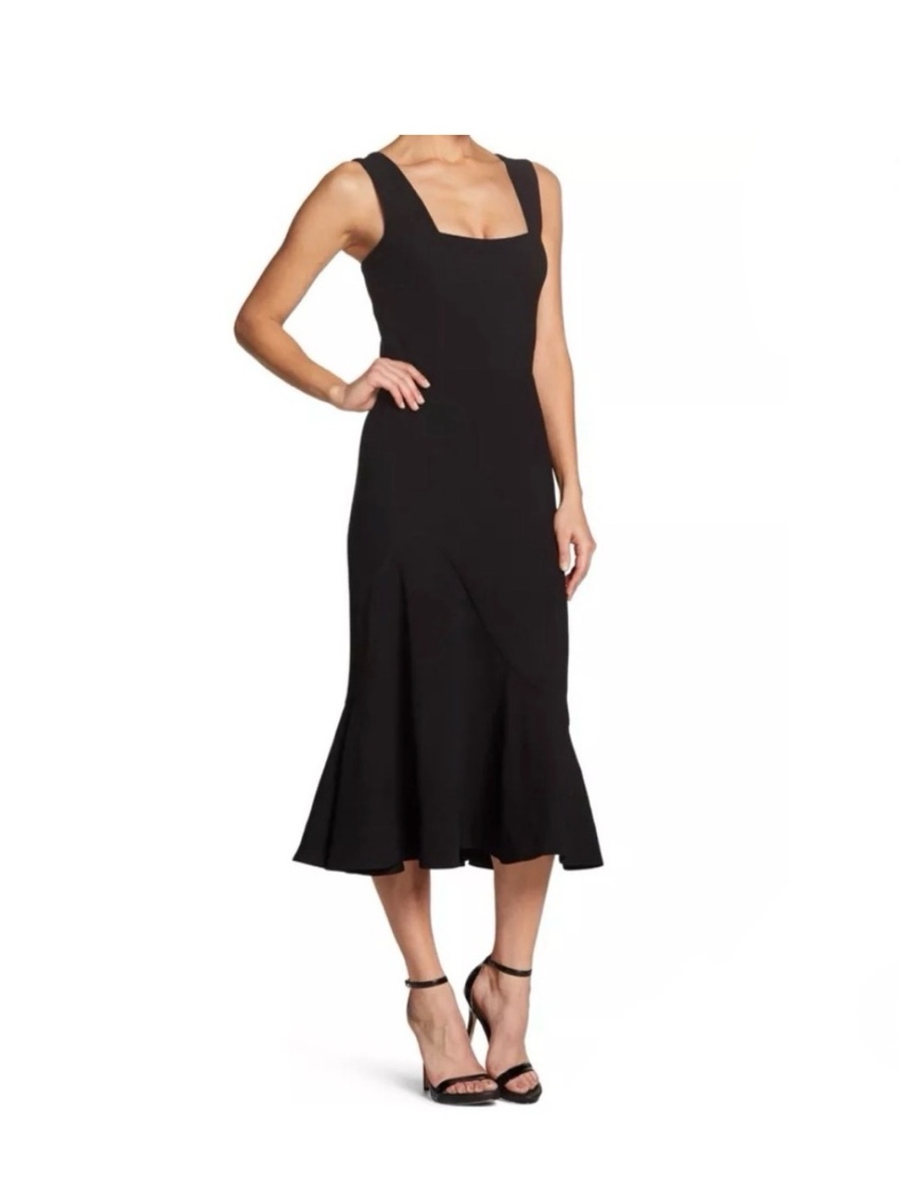 Dress the Population Monica Black Square-Neck Midi Dress